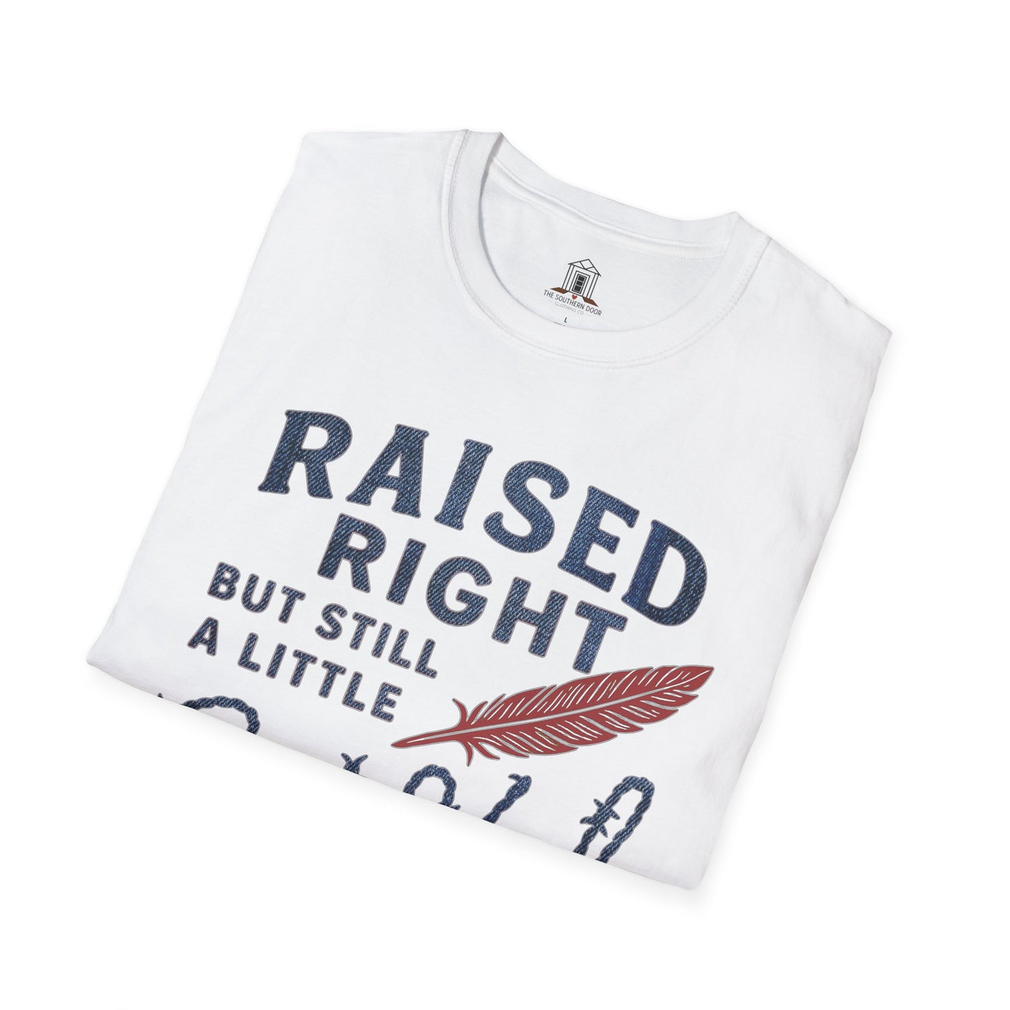 "Raised Right But Still A Little Wild 2" – Barbed Wire/Denim