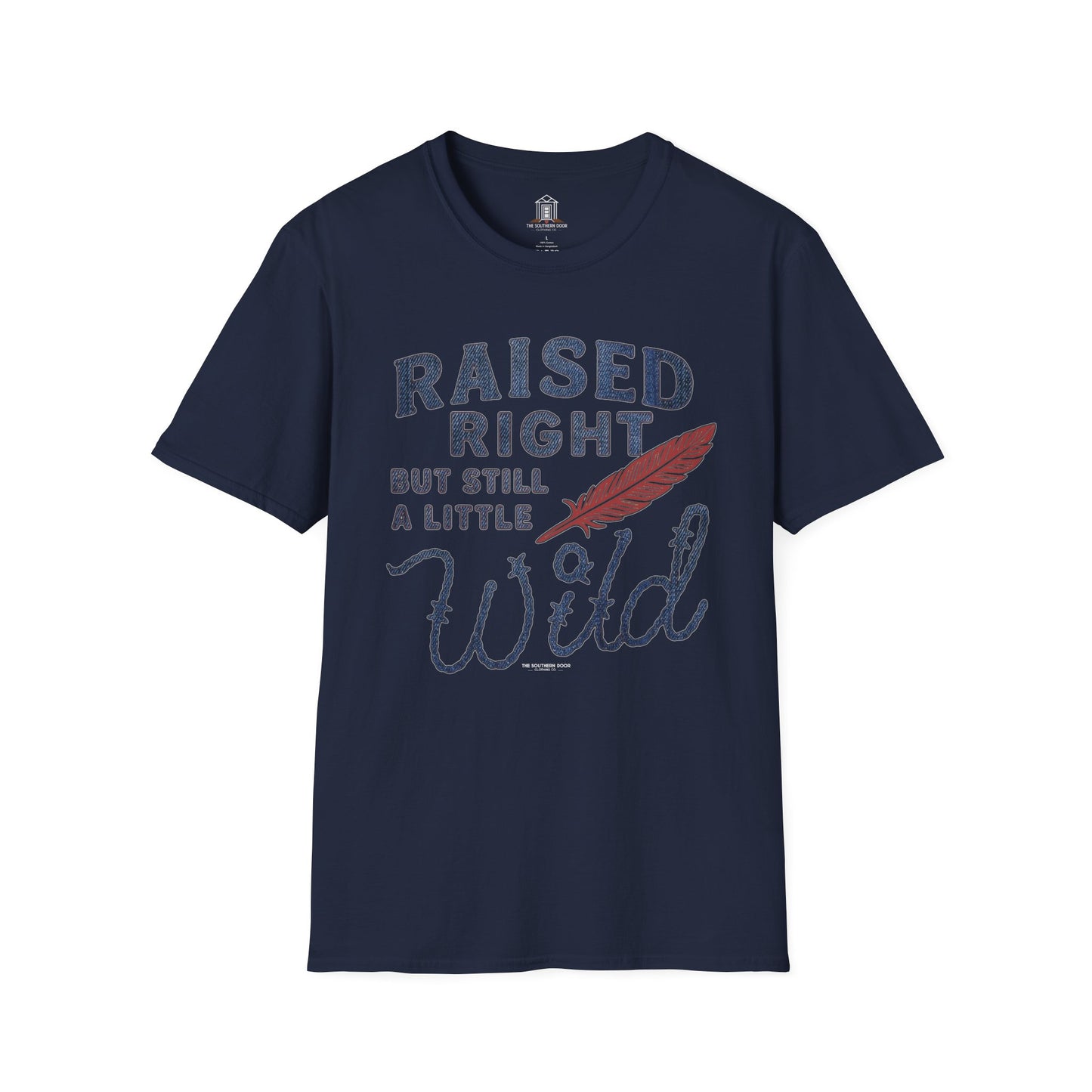 "Raised Right But Still A Little Wild 2" – Barbed Wire/Denim