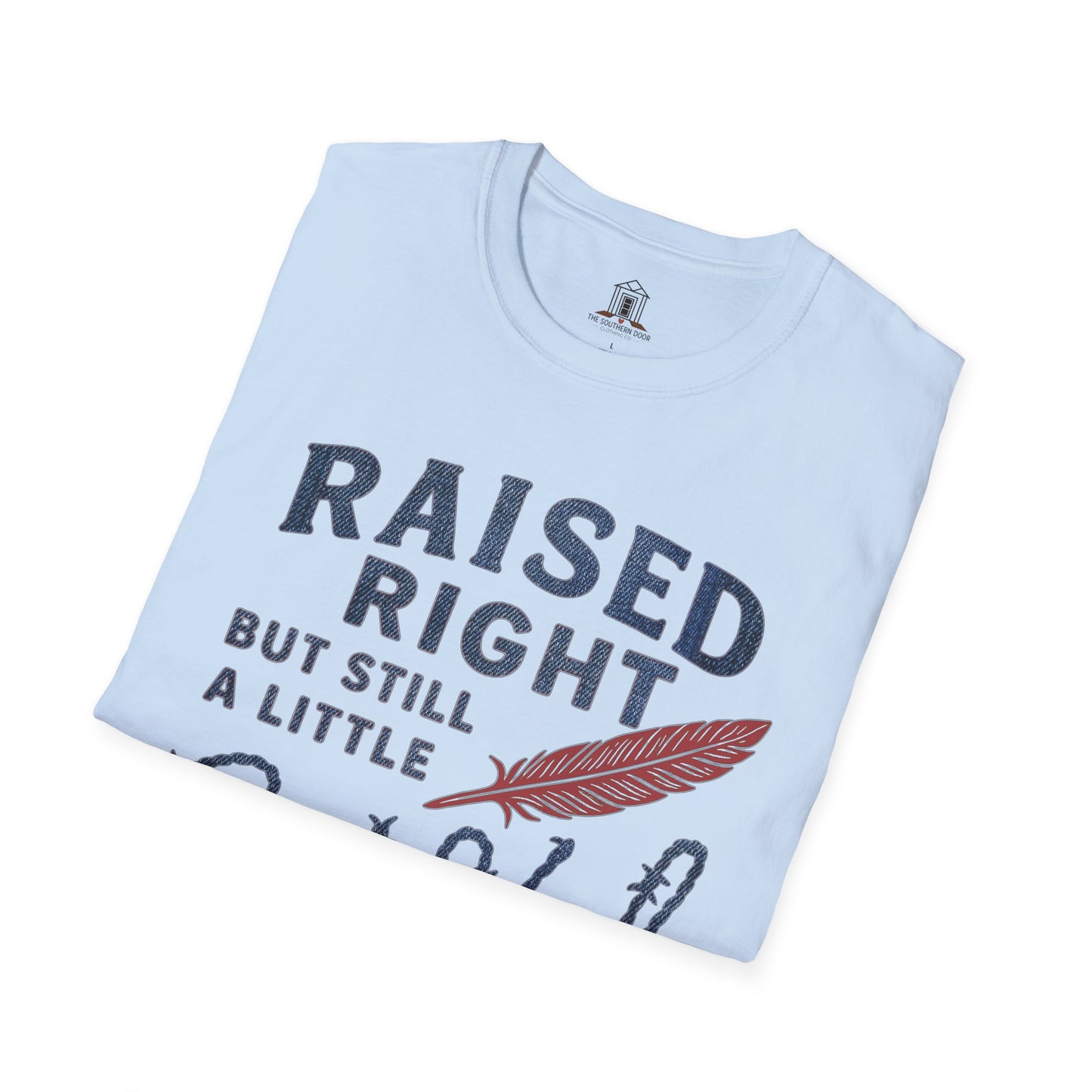 "Raised Right But Still A Little Wild 2" – Barbed Wire/Denim